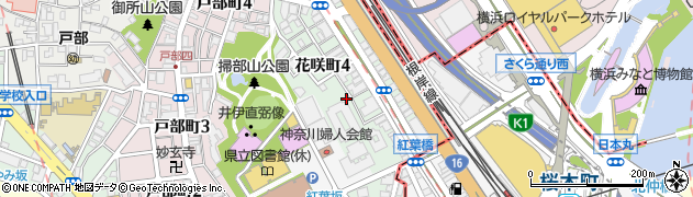 神奈川県横浜市西区花咲町周辺の地図