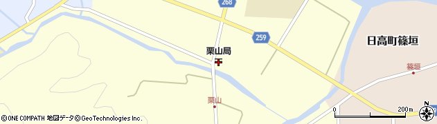 栗山郵便局周辺の地図
