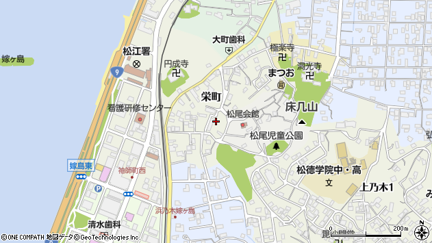 〒690-0042 島根県松江市栄町の地図