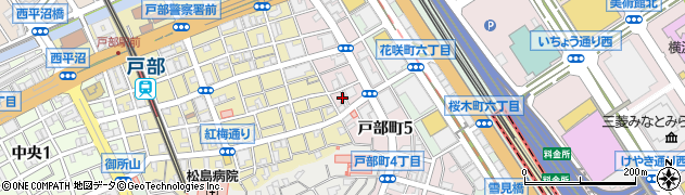 横浜市西区戸部町6-215 akippa駐車場周辺の地図