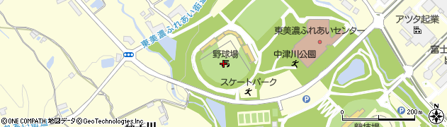 中津川公園野球場（夜明け前スタジアム）周辺の地図