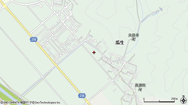 〒919-1525 福井県三方上中郡若狭町瓜生の地図