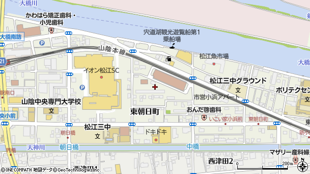〒690-0001 島根県松江市東朝日町の地図