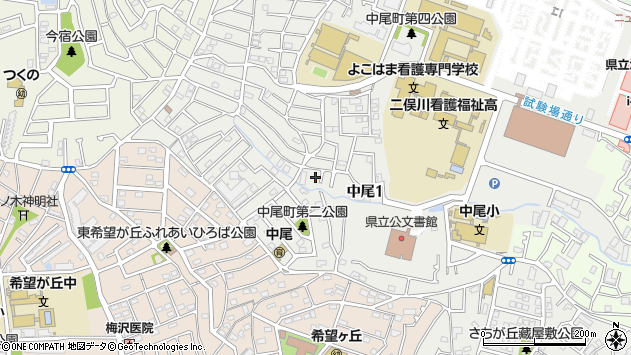 〒241-0815 神奈川県横浜市旭区中尾の地図