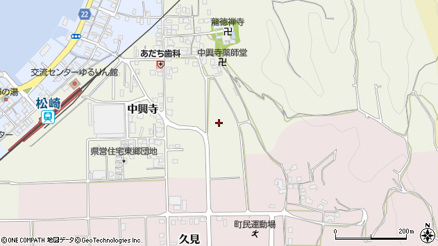〒689-0712 鳥取県東伯郡湯梨浜町中興寺の地図