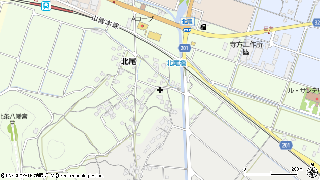 〒689-2114 鳥取県東伯郡北栄町北尾の地図