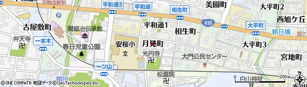 岐阜県関市月見町周辺の地図