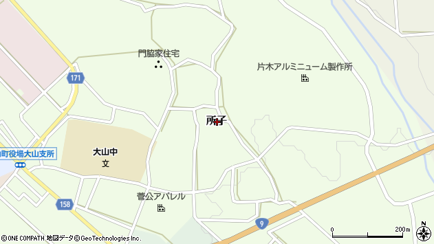 〒689-3303 鳥取県西伯郡大山町所子の地図