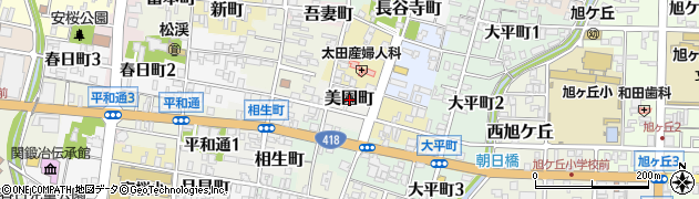岐阜県関市美園町周辺の地図