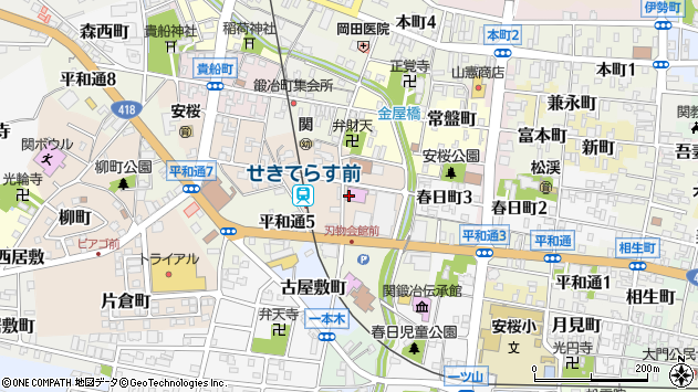 〒501-3873 岐阜県関市日ノ出町の地図