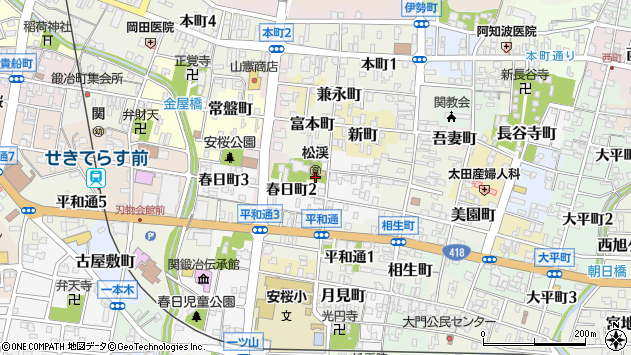 〒501-3864 岐阜県関市前町の地図