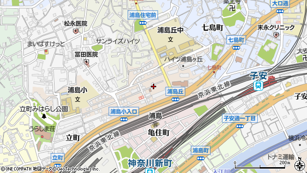 〒221-0062 神奈川県横浜市神奈川区浦島丘の地図