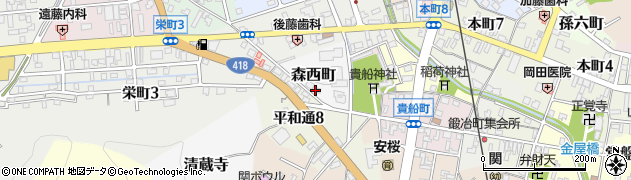 岐阜県関市森西町周辺の地図
