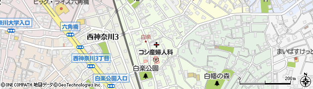 神奈川県横浜市神奈川区白楽周辺の地図