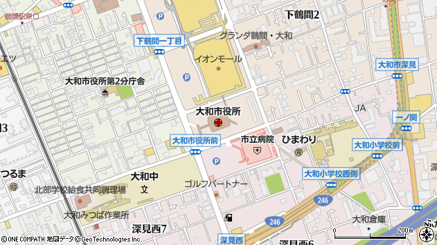 〒242-0000 神奈川県大和市（以下に掲載がない場合）の地図