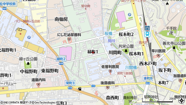 〒501-3237 岐阜県関市緑町の地図