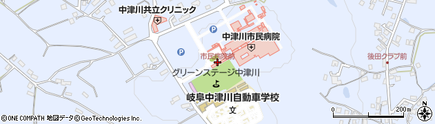 中津川市民病院前周辺の地図