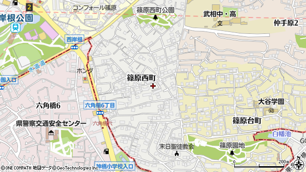 〒222-0025 神奈川県横浜市港北区篠原西町の地図