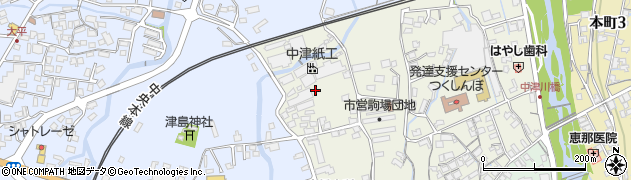 岐阜県中津川市津島町周辺の地図
