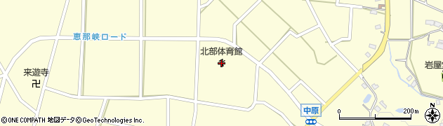 中津川市北部体育館周辺の地図