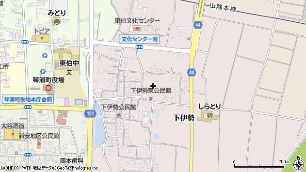 〒689-2316 鳥取県東伯郡琴浦町下伊勢の地図