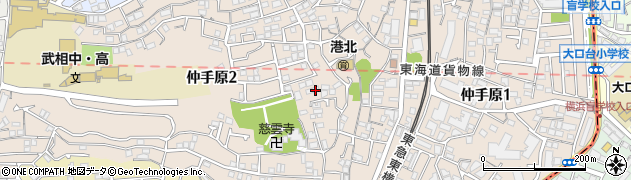 神奈川県横浜市港北区仲手原周辺の地図