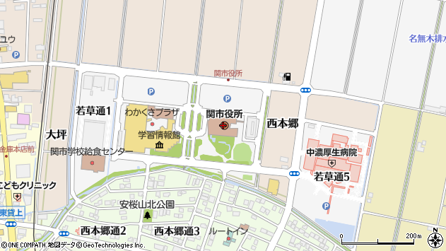 〒501-3200 岐阜県関市（以下に掲載がない場合）の地図