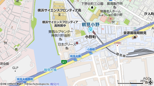 〒230-0046 神奈川県横浜市鶴見区小野町の地図
