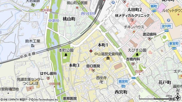 〒508-0041 岐阜県中津川市本町の地図