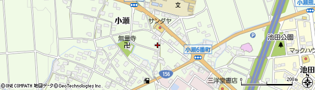 岐阜県関市小瀬周辺の地図
