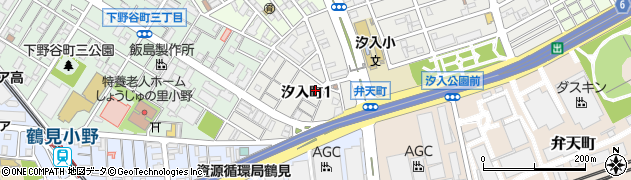 神奈川県横浜市鶴見区汐入町1丁目周辺の地図