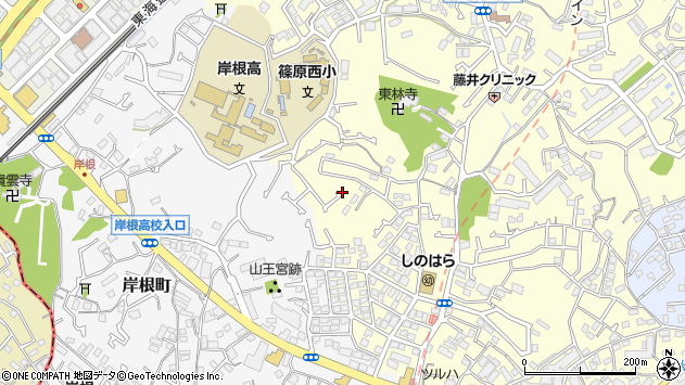 〒222-0026 神奈川県横浜市港北区篠原町の地図