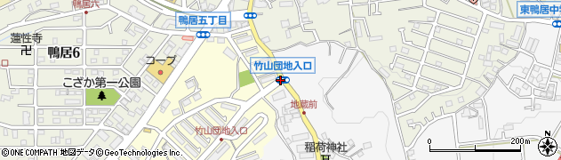 竹山団地入口周辺の地図