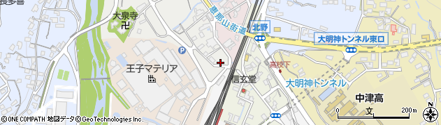 岐阜県中津川市北野町周辺の地図