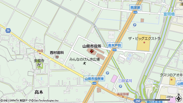 〒501-2100 岐阜県山県市（以下に掲載がない場合）の地図
