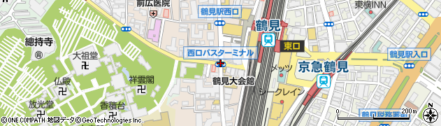 西口バスターミナル周辺の地図