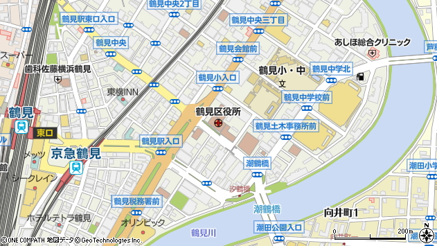 〒230-0000 神奈川県横浜市鶴見区（以下に掲載がない場合）の地図