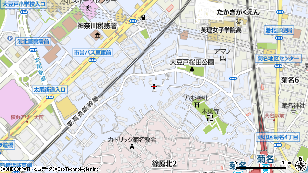 〒222-0032 神奈川県横浜市港北区大豆戸町の地図