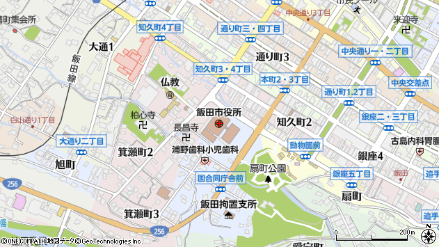 〒395-0000 長野県飯田市（以下に掲載がない場合）の地図