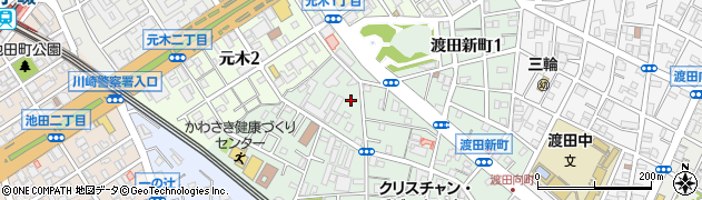 神奈川県川崎市川崎区渡田新町2丁目周辺の地図