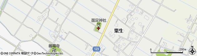 粟生岡自治区公民館周辺の地図