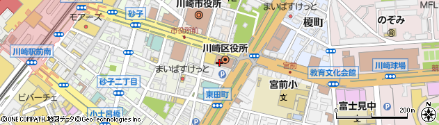 川崎区役所　区民サービス部保険年金課長周辺の地図