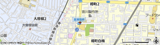 菖蒲園前周辺の地図