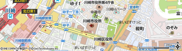 川崎市役所　経済労働局労働雇用部労政担当課長勤労者福祉共済周辺の地図