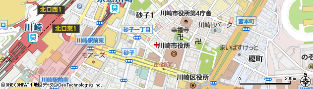 ローソンストア１００川崎砂子一丁目店周辺の地図
