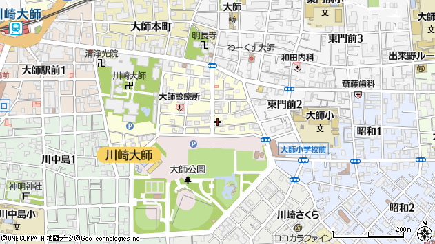 〒210-0816 神奈川県川崎市川崎区大師町の地図