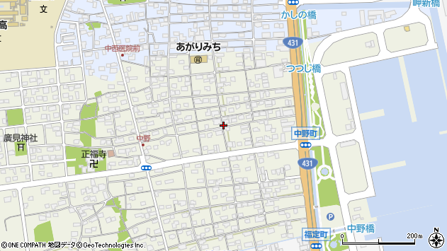 〒684-0041 鳥取県境港市中野町の地図