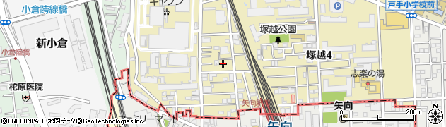神奈川県川崎市幸区塚越周辺の地図