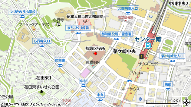 〒224-0000 神奈川県横浜市都筑区（以下に掲載がない場合）の地図