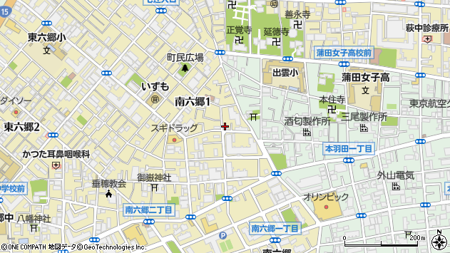 〒144-0045 東京都大田区南六郷の地図